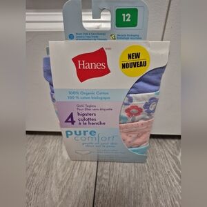 4 Pairs Of Hanes Pure Comfort Girls' Hipster Underwear. Organic Cotton. Size 12